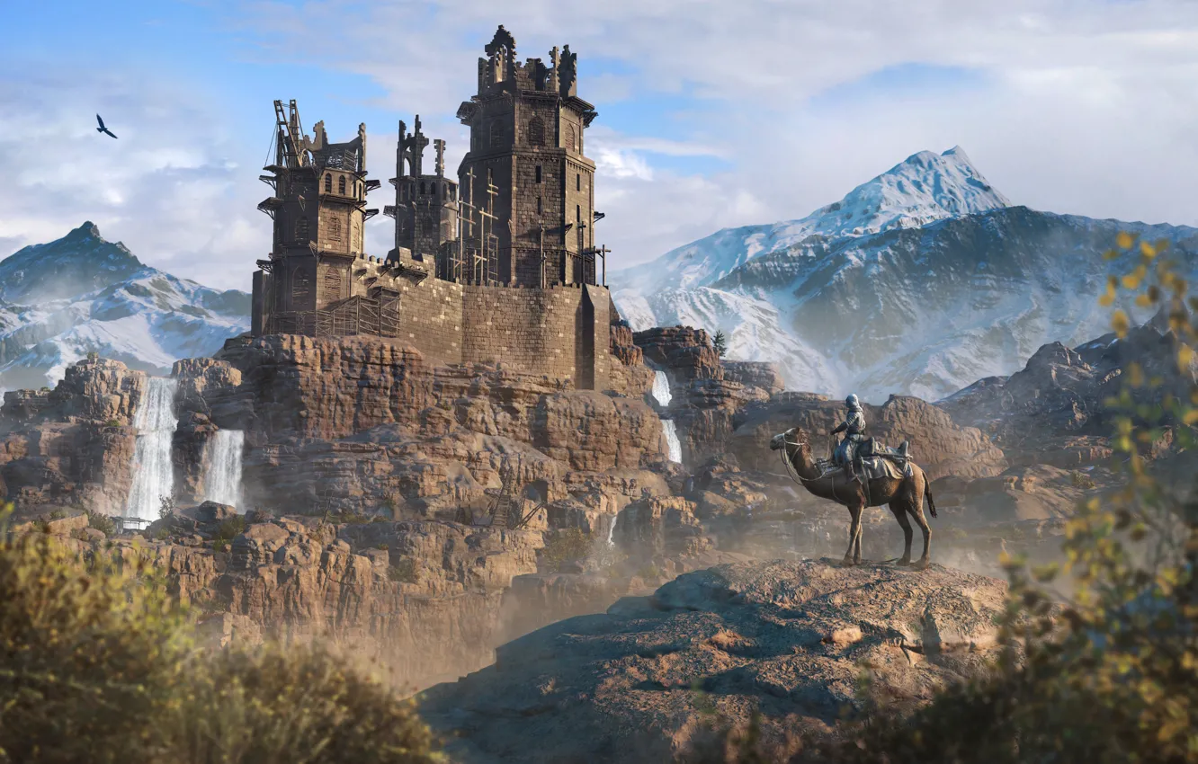 Photo wallpaper castle, horse, fortress, Assassin's Creed Mirage, Basim