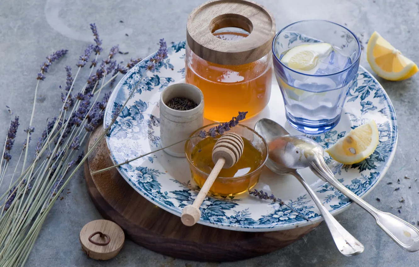 Photo wallpaper lemon, tea, honey