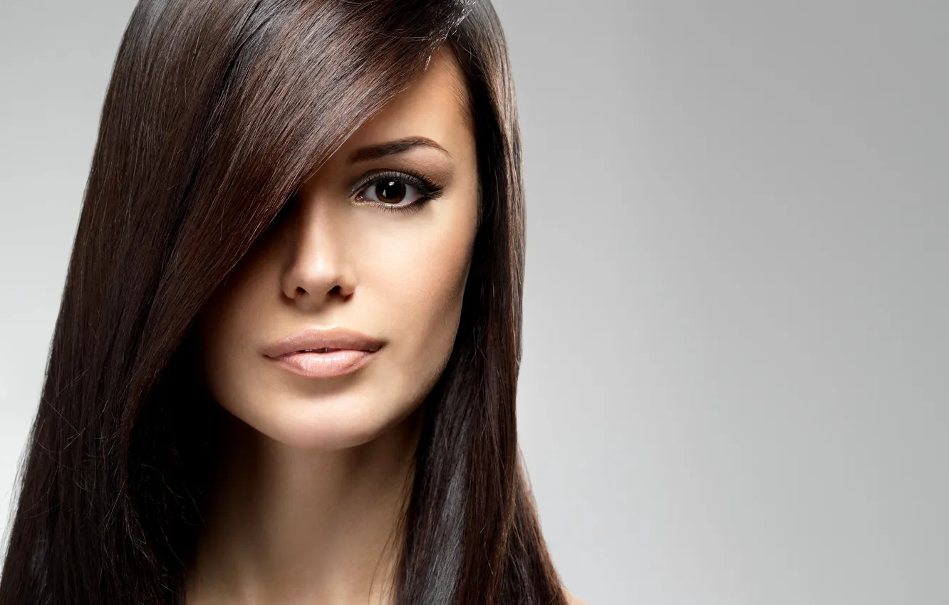Photo wallpaper look, girl, background, model, hair, lips, brown eyes