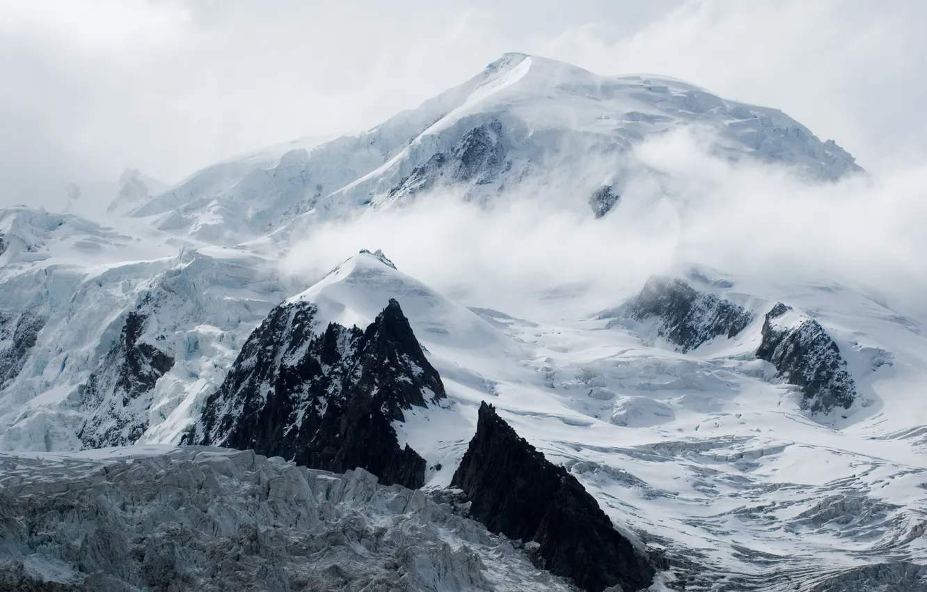 Photo wallpaper winter, snow, mountains, tops