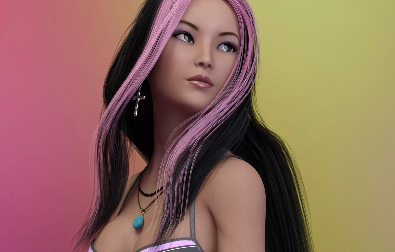 Photo wallpaper girl, background, portrait, makeup