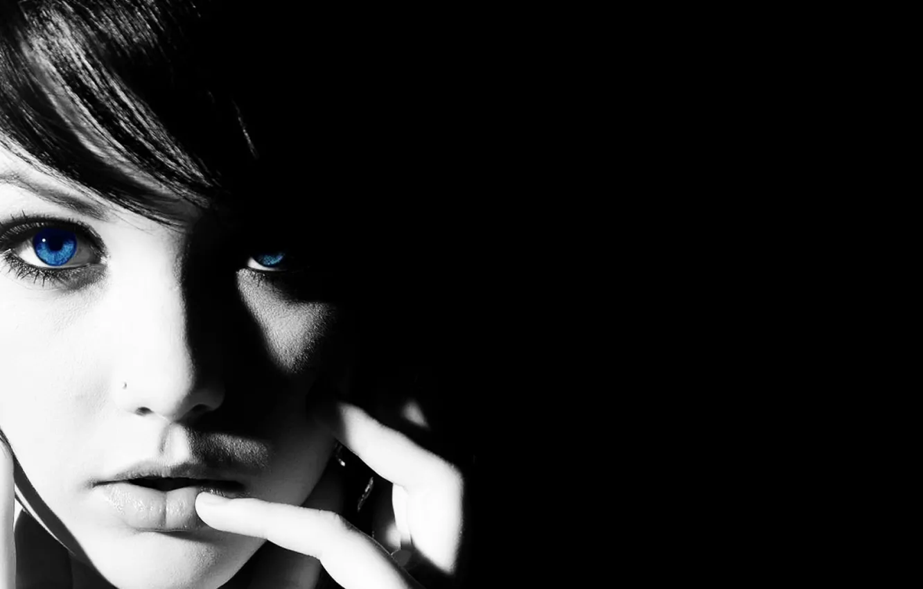 Photo wallpaper look, girl, black and white, girl, black and white, look, Melissa Clarke