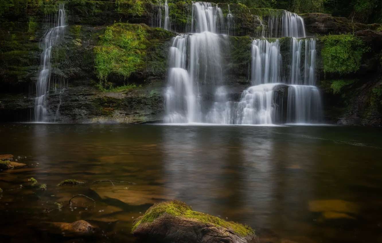 Photo wallpaper river, England, waterfall, cascade, England, Wales, Wales, Brecon Beacons National Park