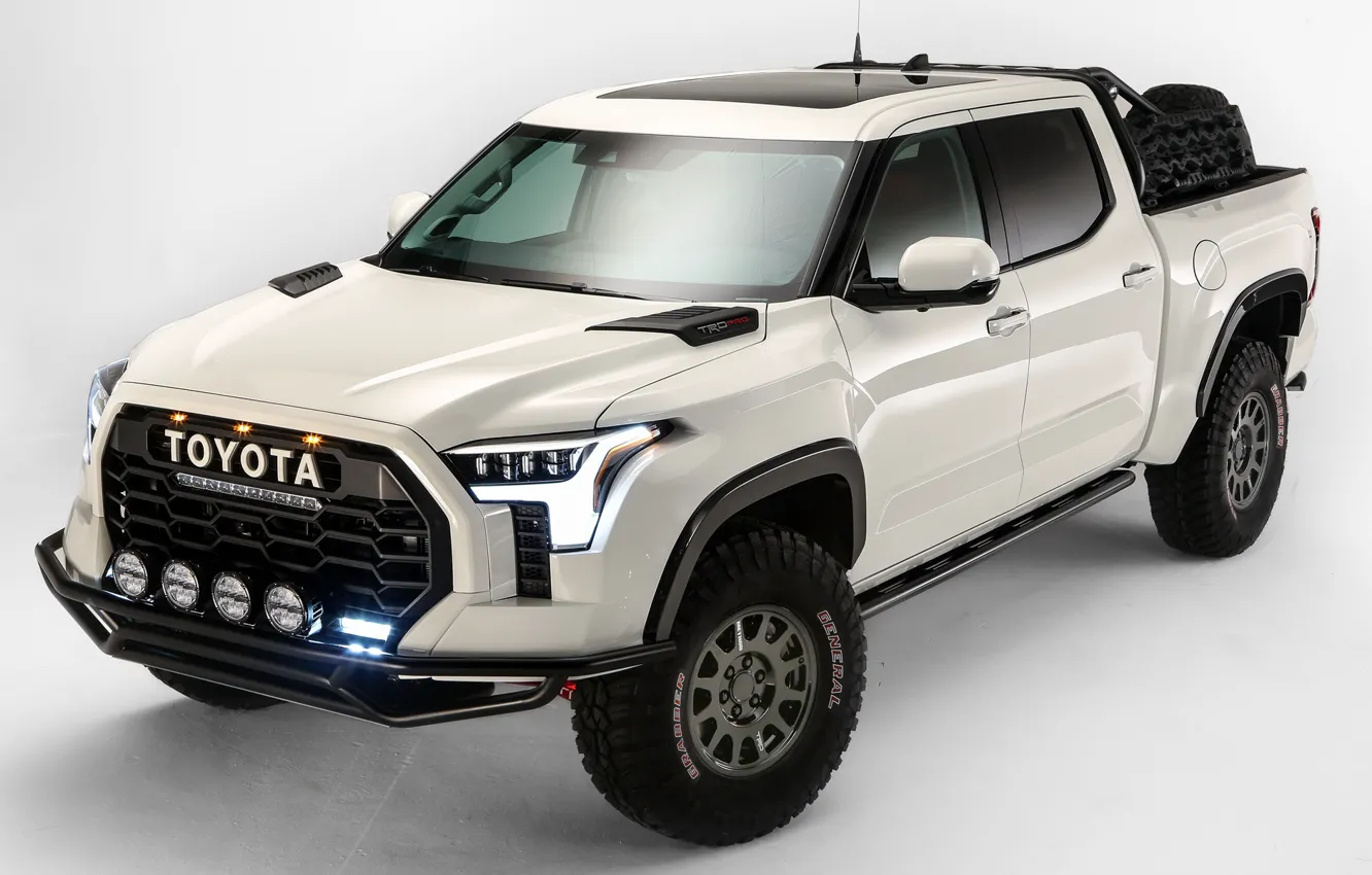 Photo wallpaper SUV, Toyota, light background, pickup, TRD, Tundra, 2021, Desert Chase Concept