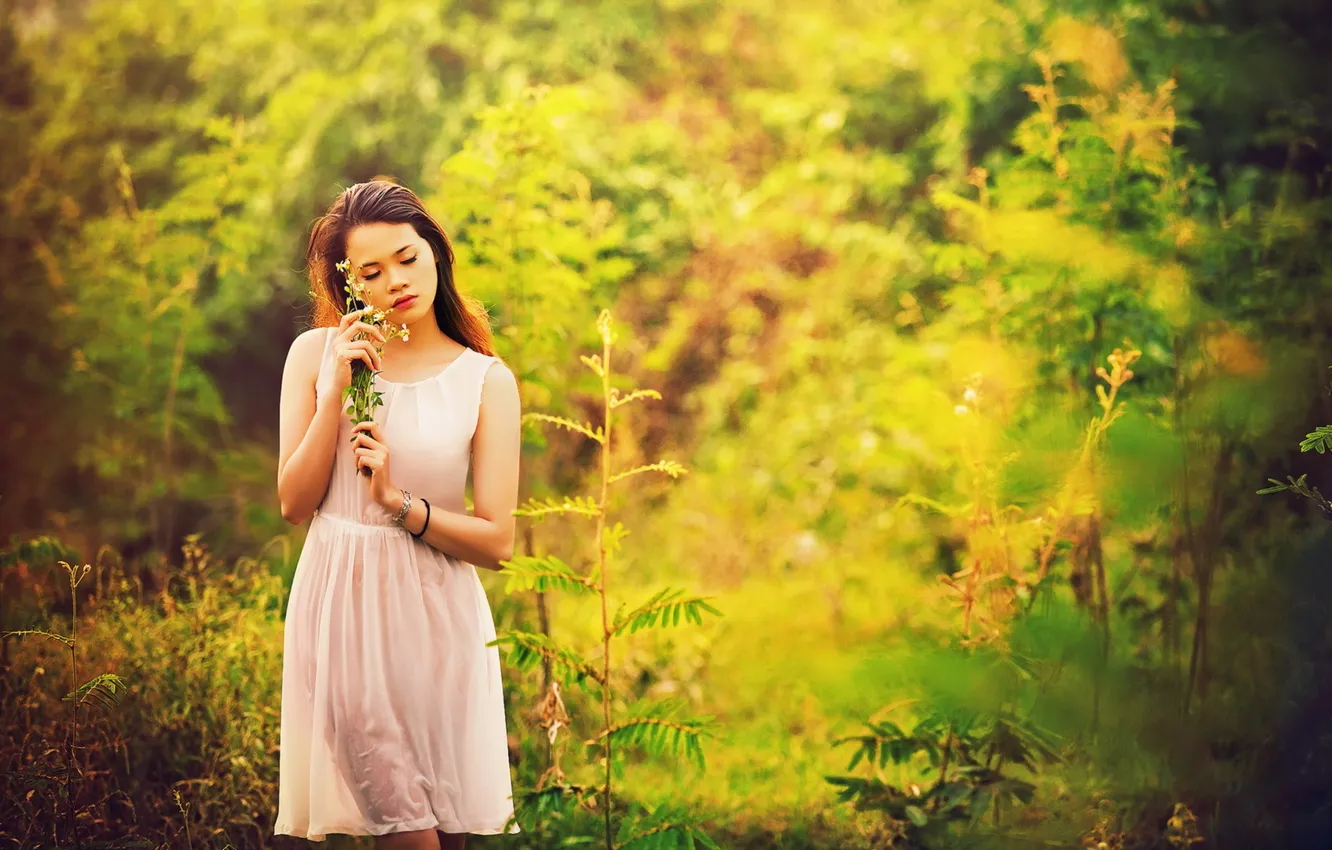 Photo wallpaper summer, girl, nature