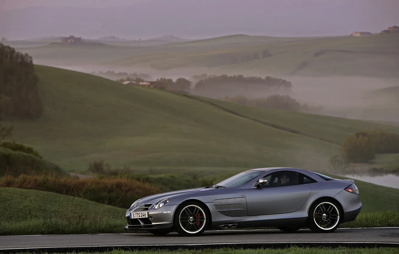 Photo wallpaper road, machine, auto, photo, Wallpaper, Mercedes, Mercedes, McLaren SLR