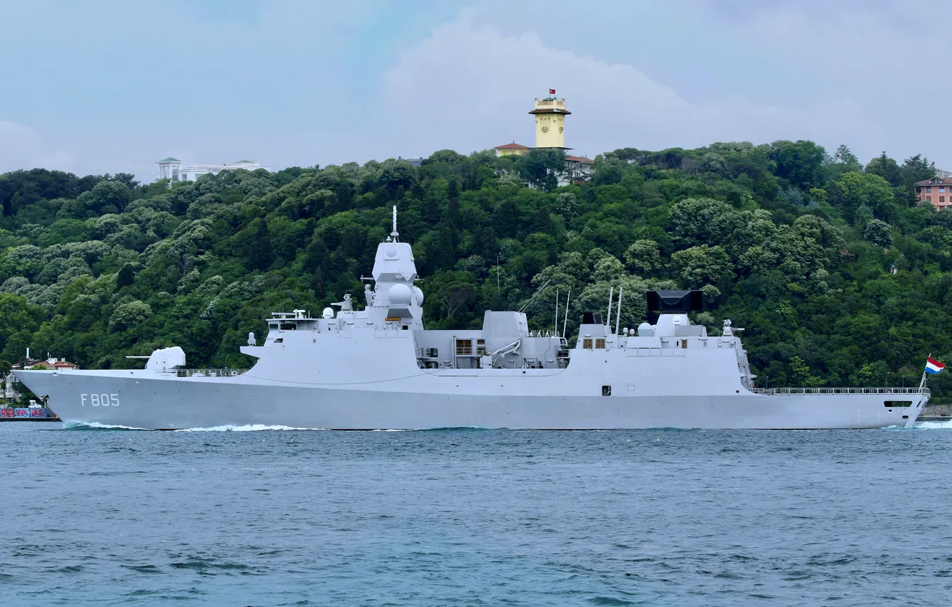 Photo wallpaper Strait, frigate, Netherlands Navy, HNLMS Evertsen
