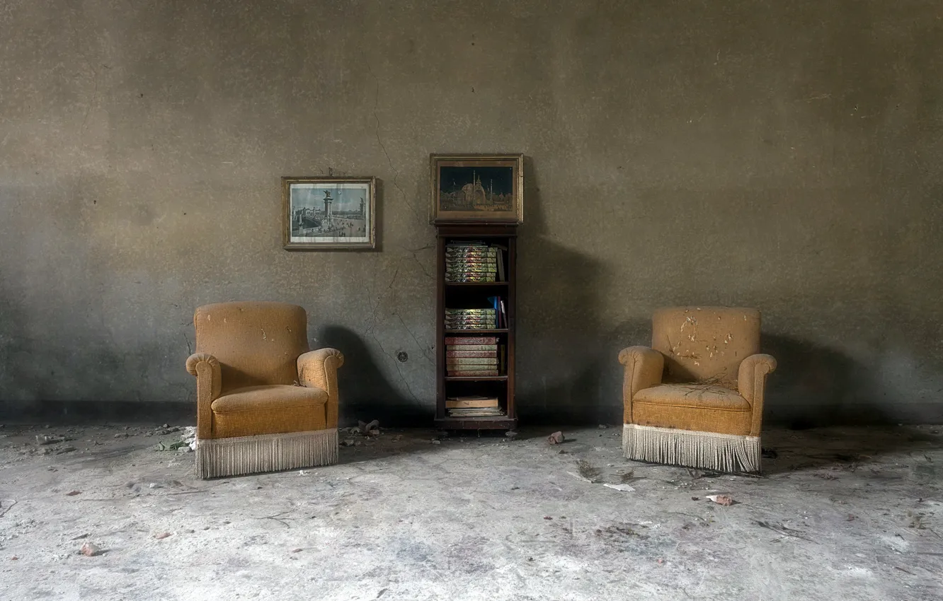 Photo wallpaper room, chairs, wardrobe