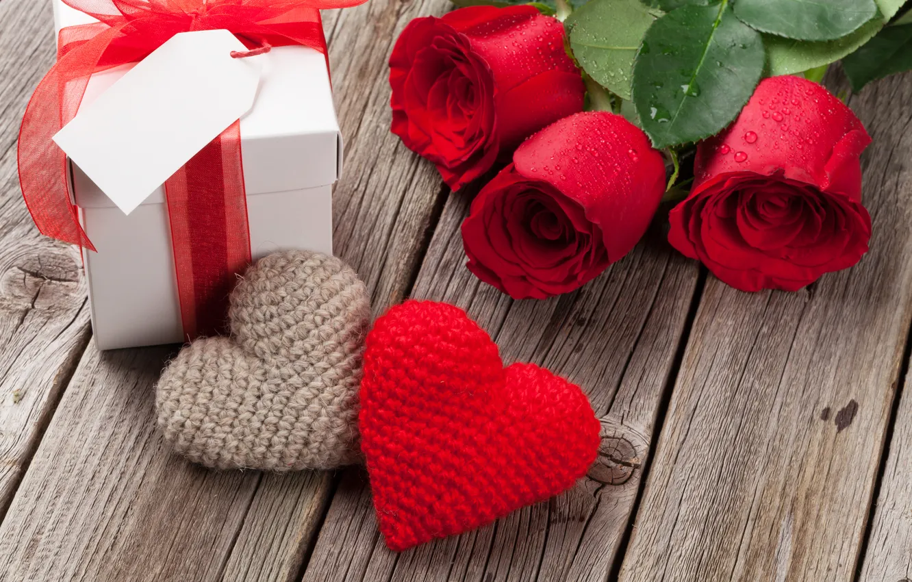 Photo wallpaper love, flowers, gift, romance, heart, roses, love, Valentine's day