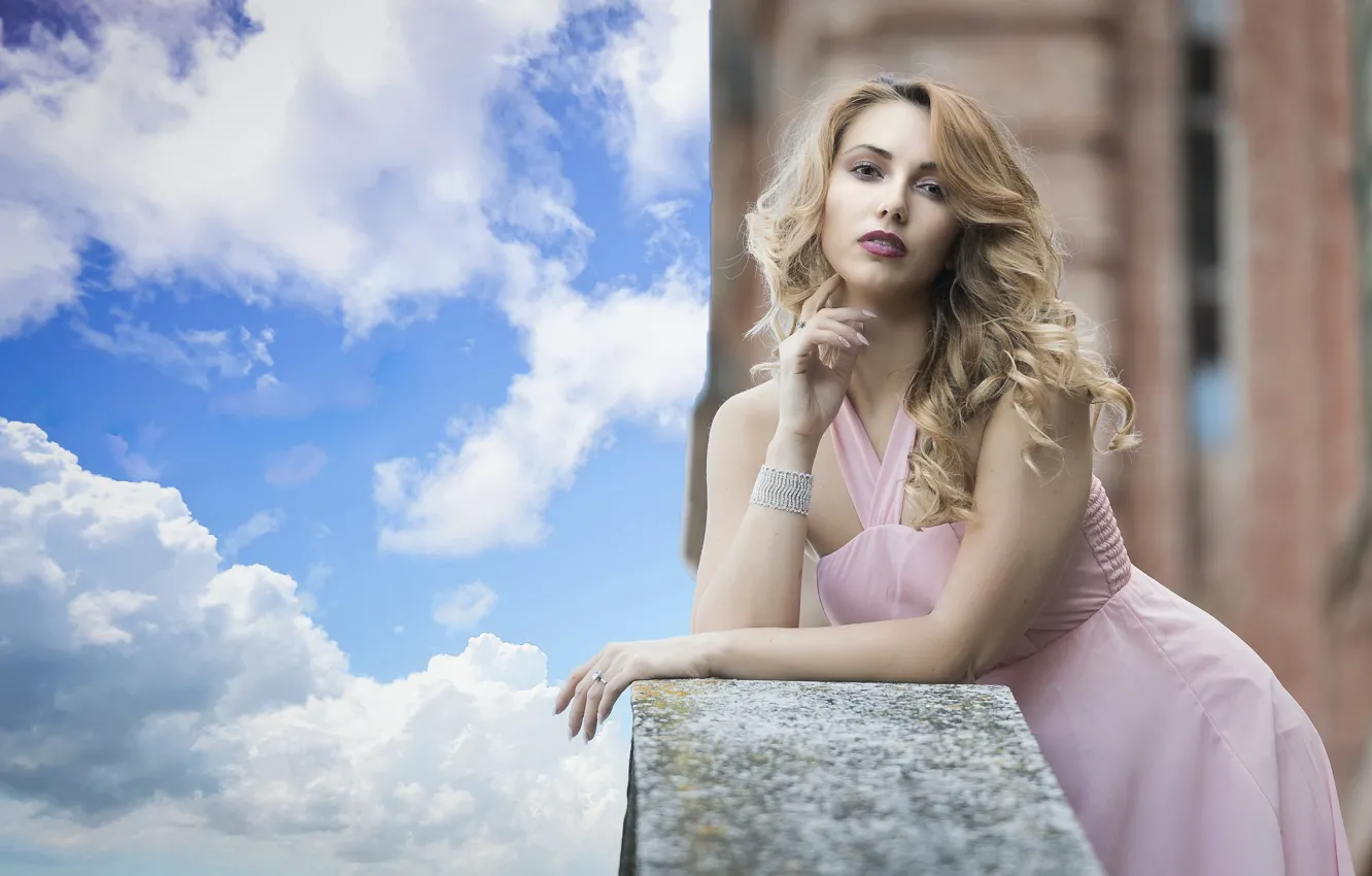 Photo wallpaper the sky, face, model, hair, dress, Deborah