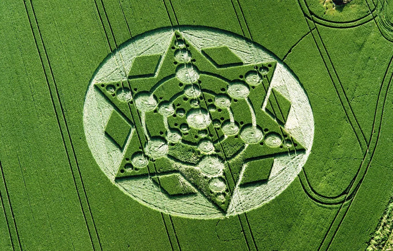 Photo wallpaper field, nature, UFO, crop circles