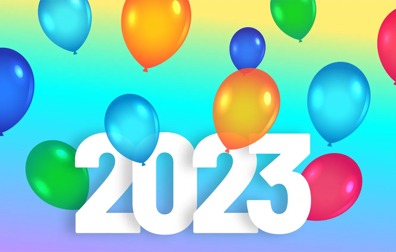 Photo wallpaper new year, figures, banner, colorful, bright colors, date, 2023, New Year 2023