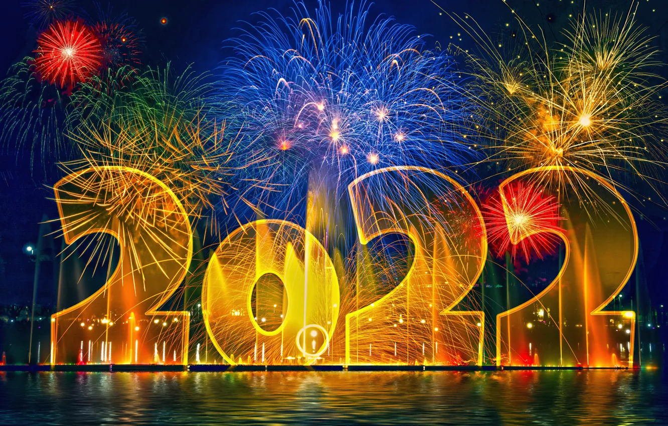 Photo wallpaper new year, salute, fireworks, sparklers, 2022, The First Day of the New Year