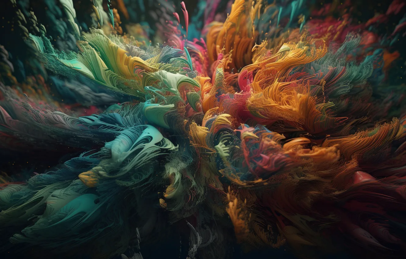 Photo wallpaper the explosion, abstraction, AI art, neural network