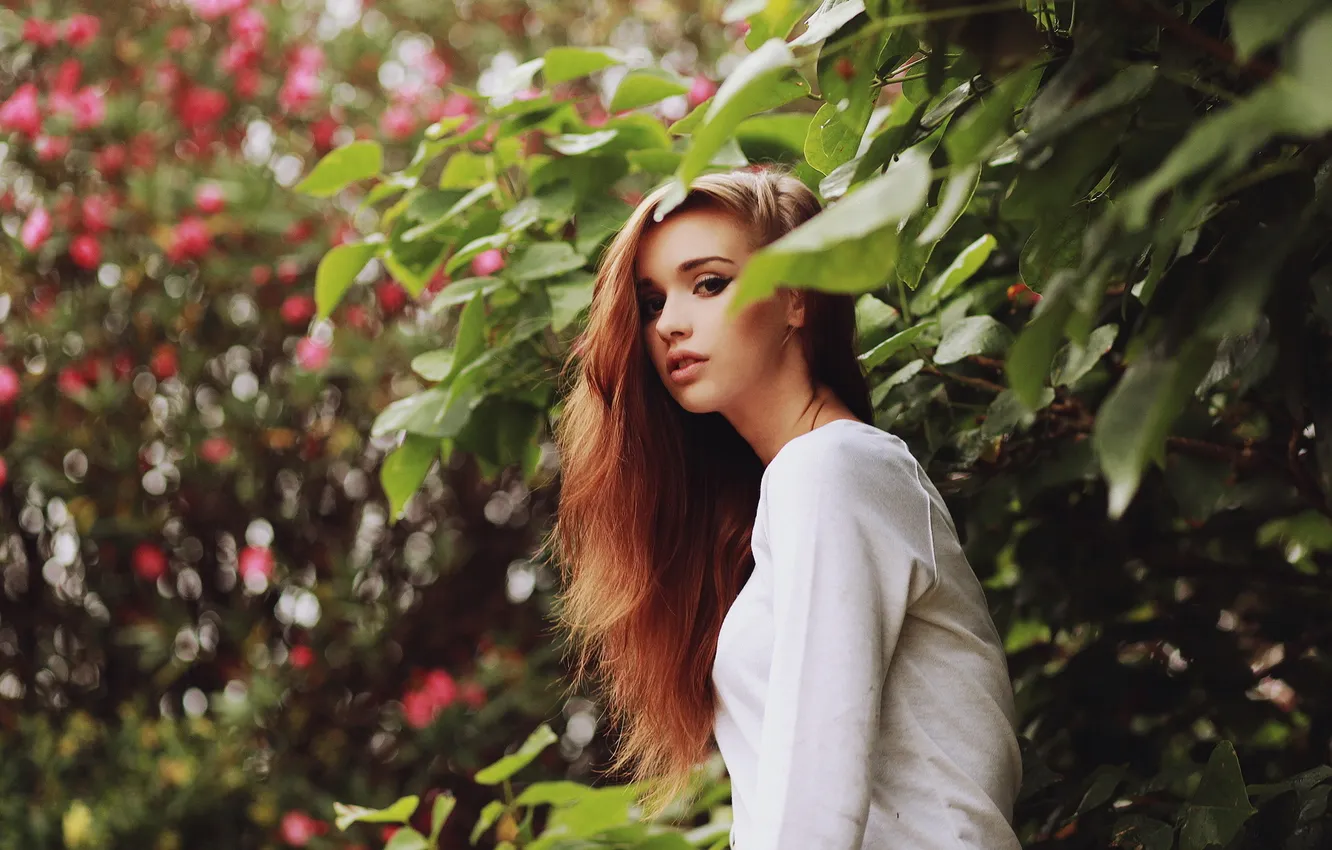 Photo wallpaper girl, nature, background