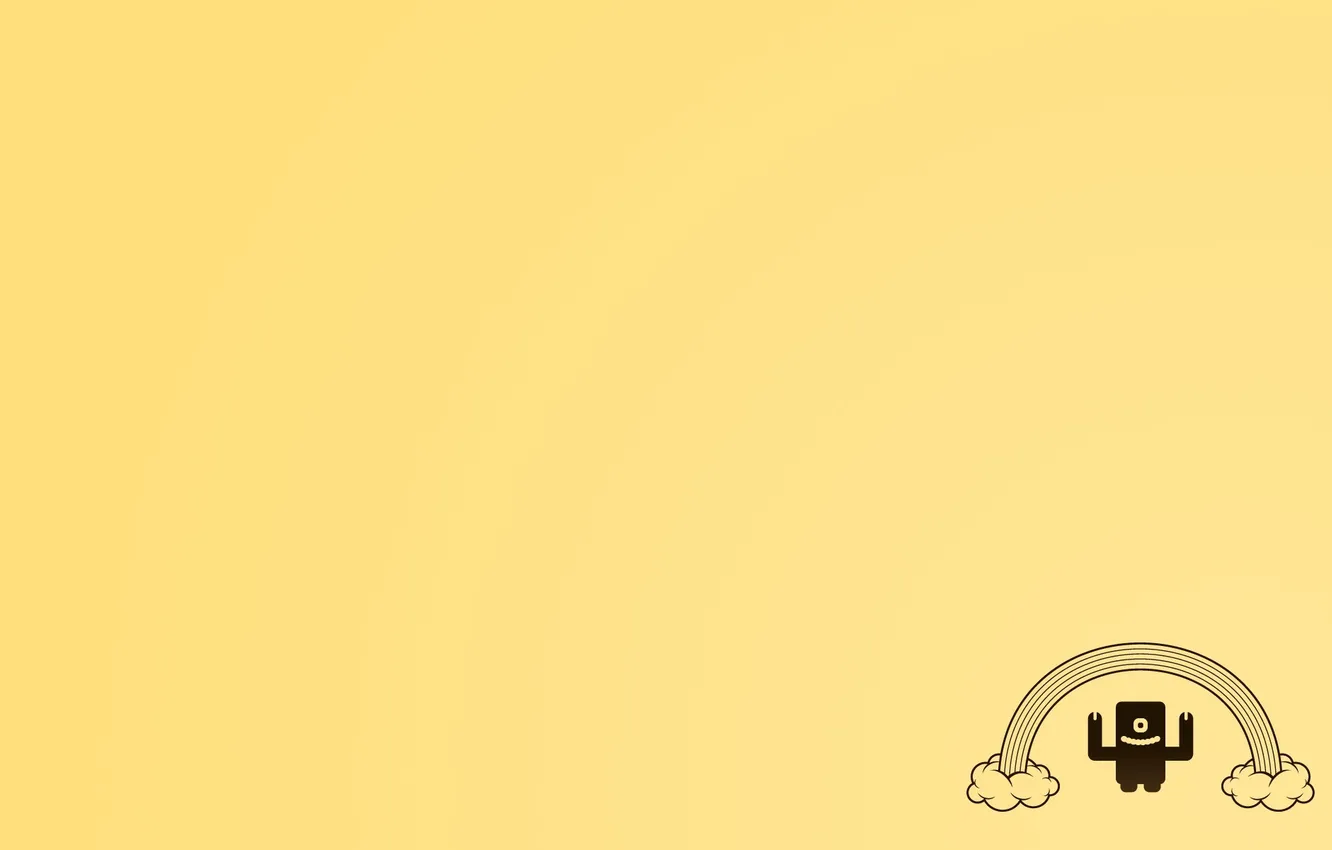 Photo wallpaper rainbow, minimalism, monster, Happy, yellow