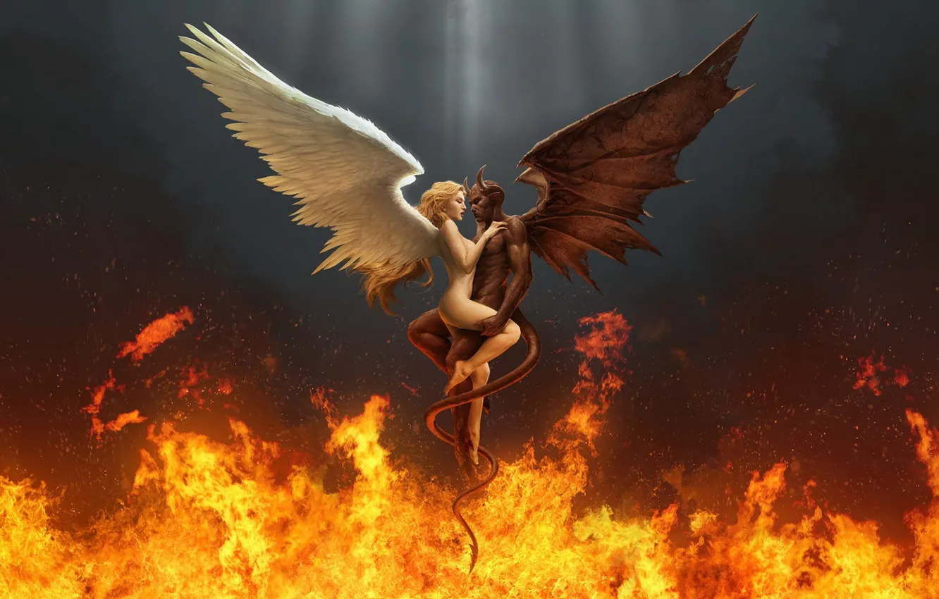 Photo wallpaper angels, darkness, demons