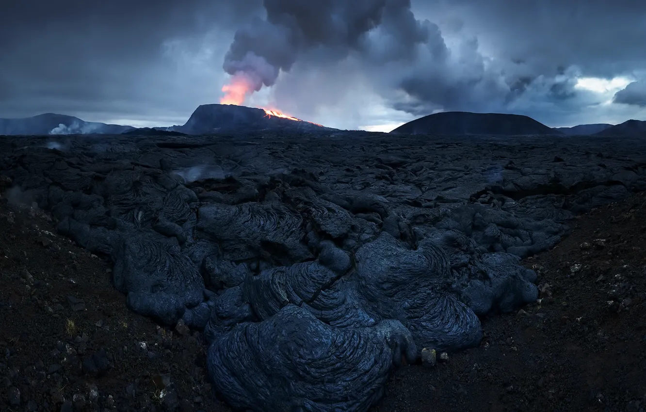 Photo wallpaper nature, lava, Fagradalsfjall volcano