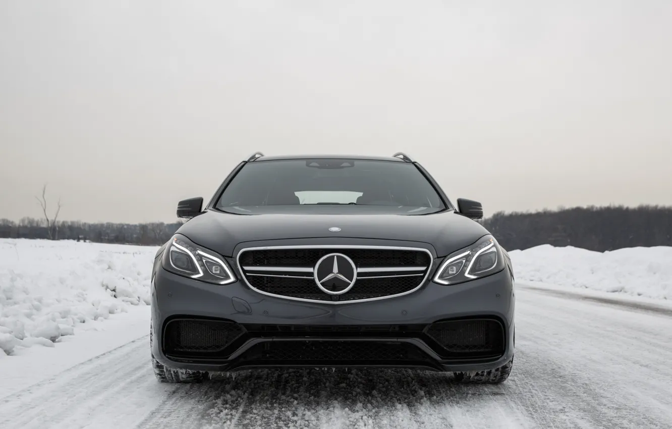 Photo wallpaper Winter, Snow, Mercedes, E63 AMG, S-Model, 4Matic
