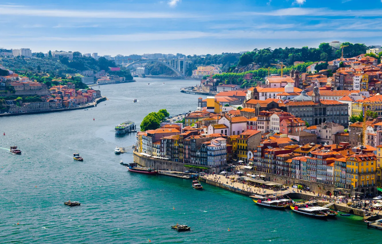 Photo wallpaper boat, home, Portugal, sea, port