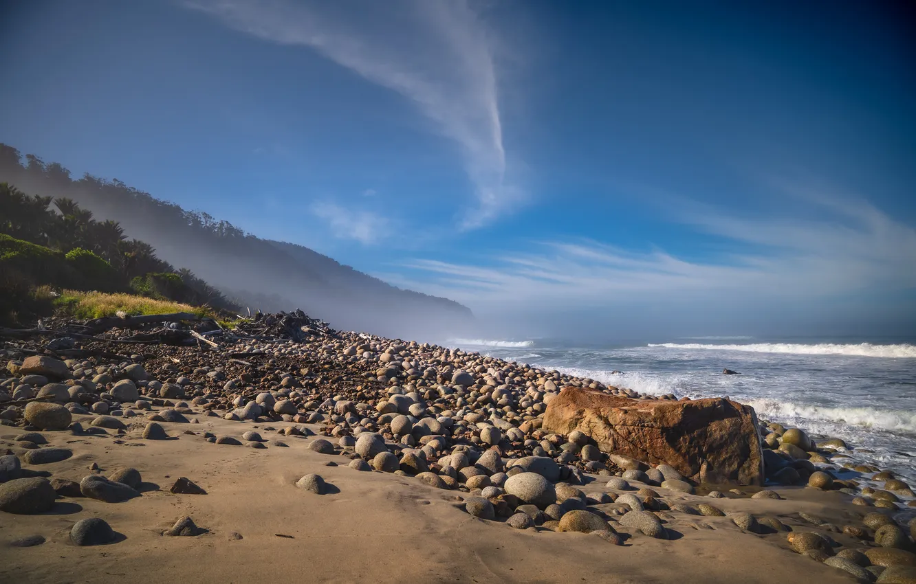 Photo wallpaper sand, sea, stones, coast