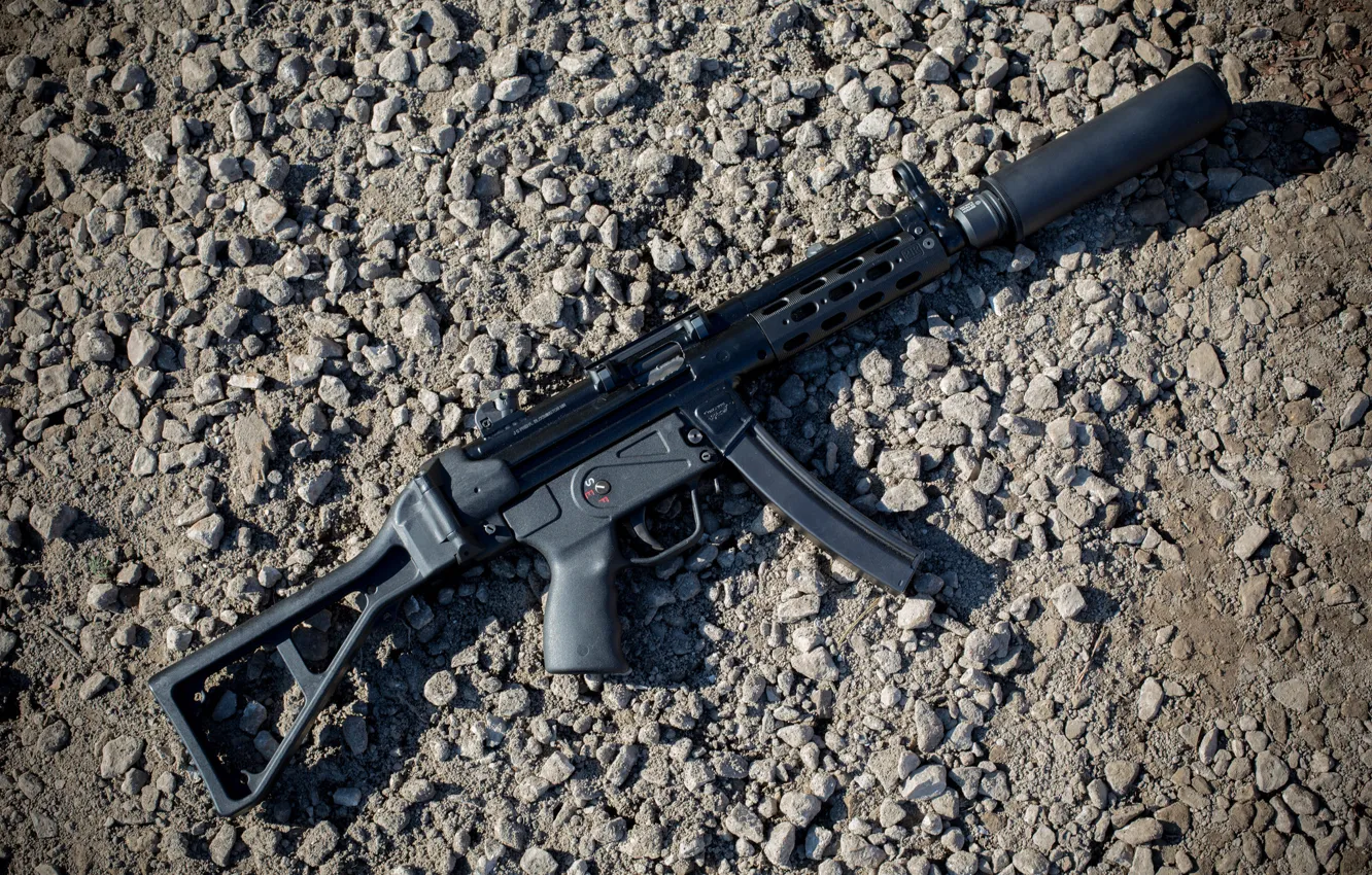 Photo wallpaper weapons, background, muffler, the gun