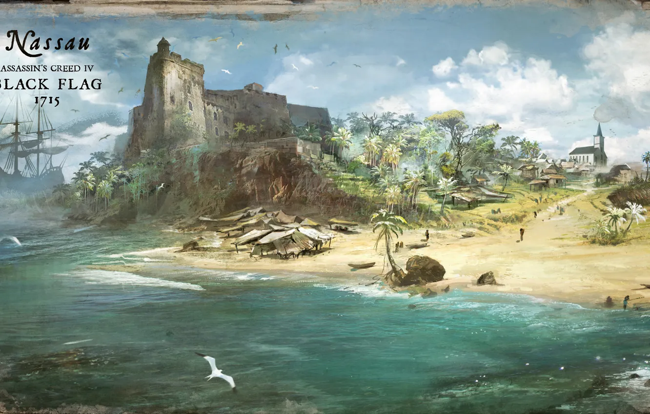 Photo wallpaper sea, beach, island, Black Flag, Caribbean, Assassin's Creed IV: Black FlagКредо Killer IV
