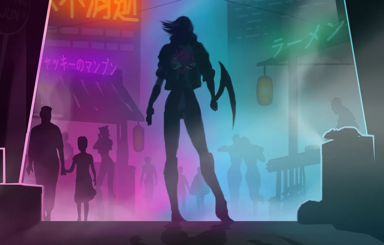 Photo wallpaper night, the city, future, the game, technology, future, characters, game