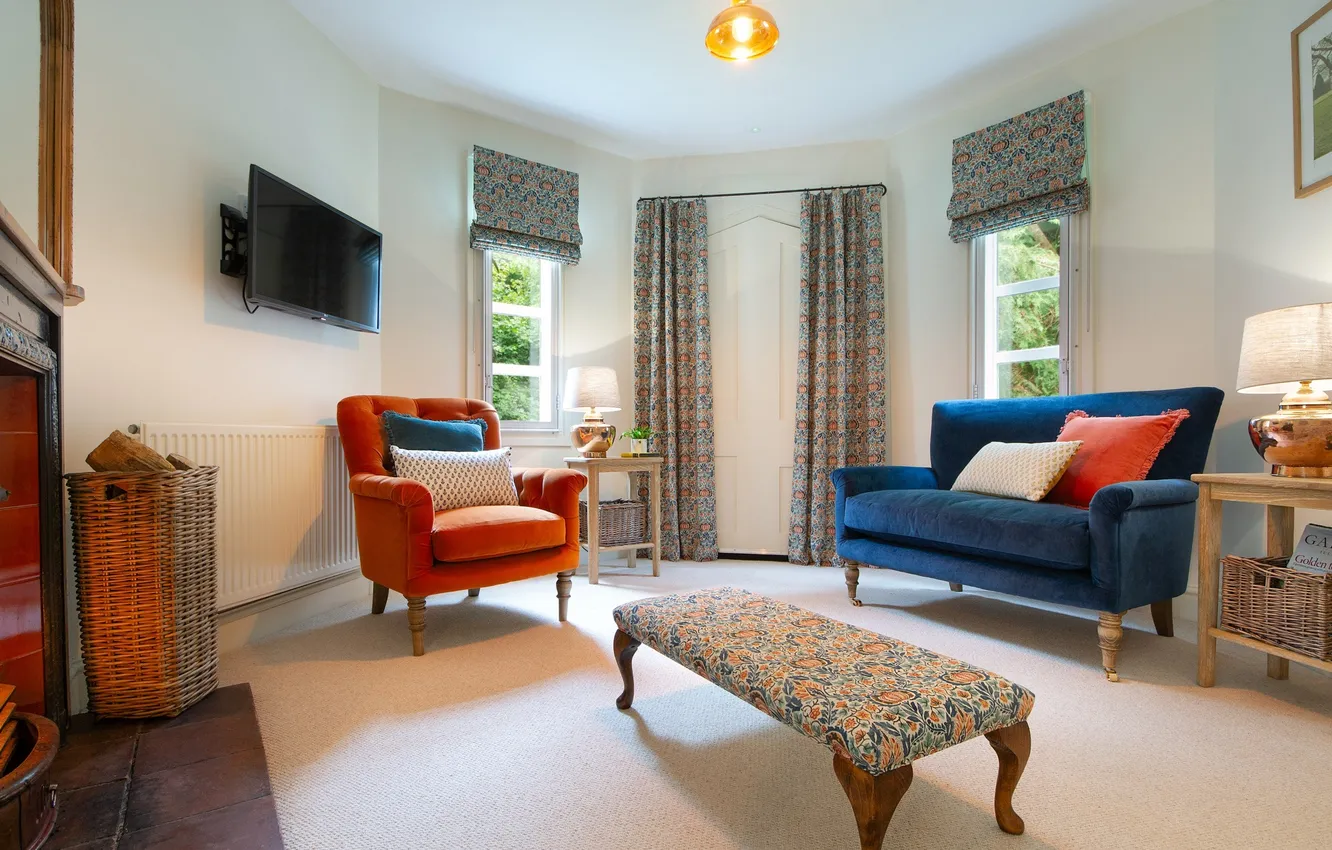 Photo wallpaper design, style, room, interior, fireplace, living room, upholstered furniture