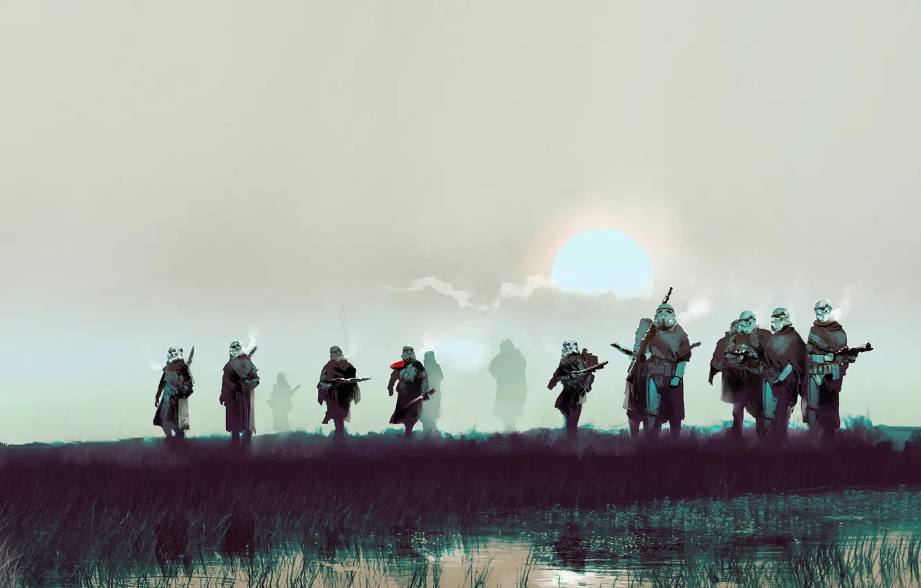 Photo wallpaper Star Wars, science fiction, art, fan art, Concept Art, Stormtroopers, Stormtrooper, The Patrol