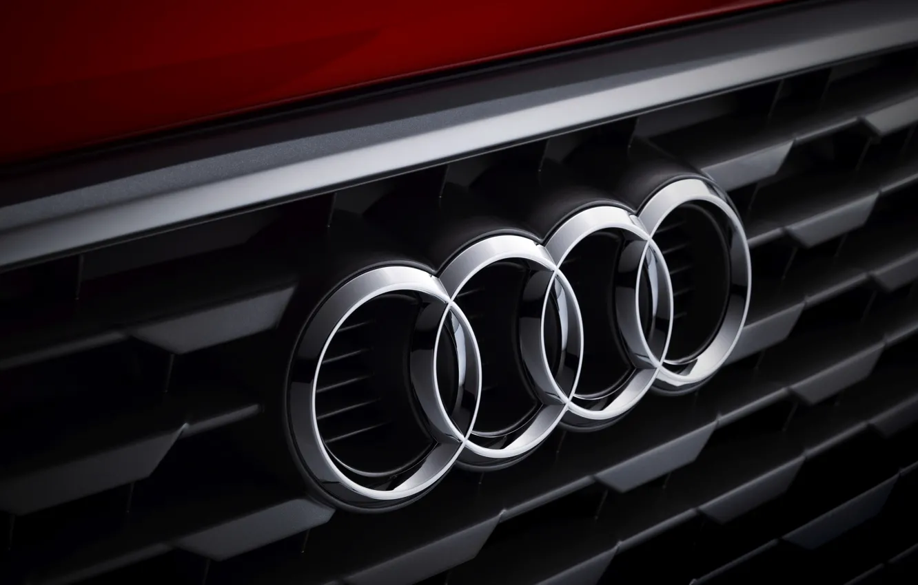 Photo wallpaper Audi, emblem, red, logo, rings
