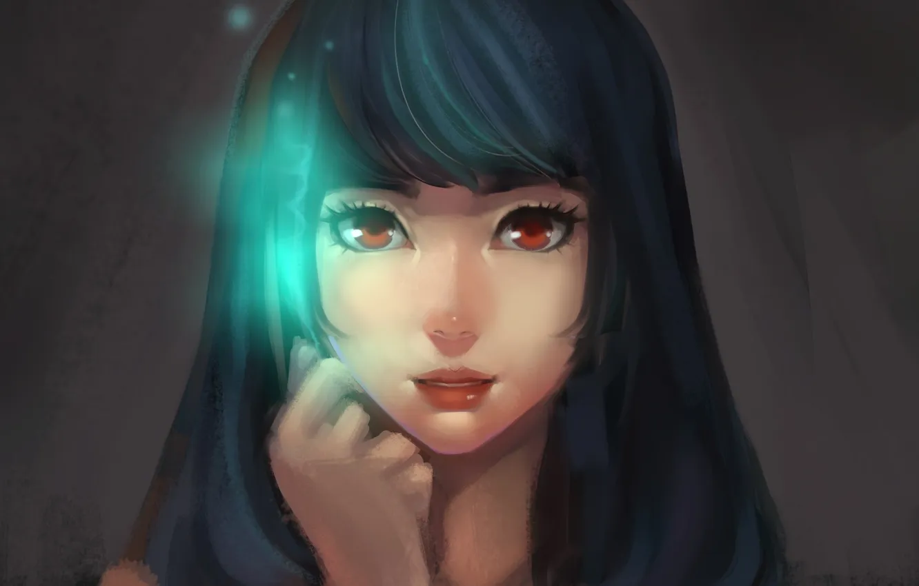 Photo wallpaper look, girl, light, face, hair, haze