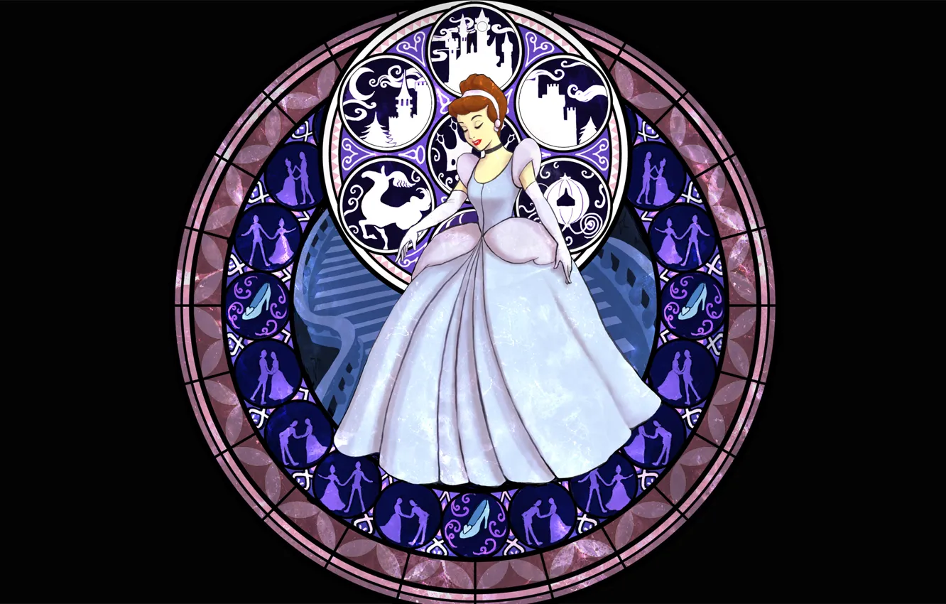 Photo wallpaper tale, stained glass, Disney, Cinderella, Cinderella