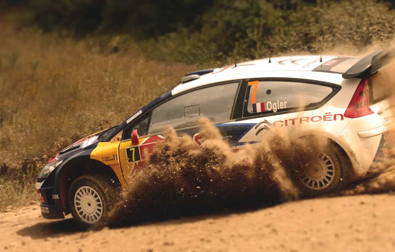 Photo wallpaper Auto, Sport, Machine, Turn, Skid, Citroen, WRC, Rally