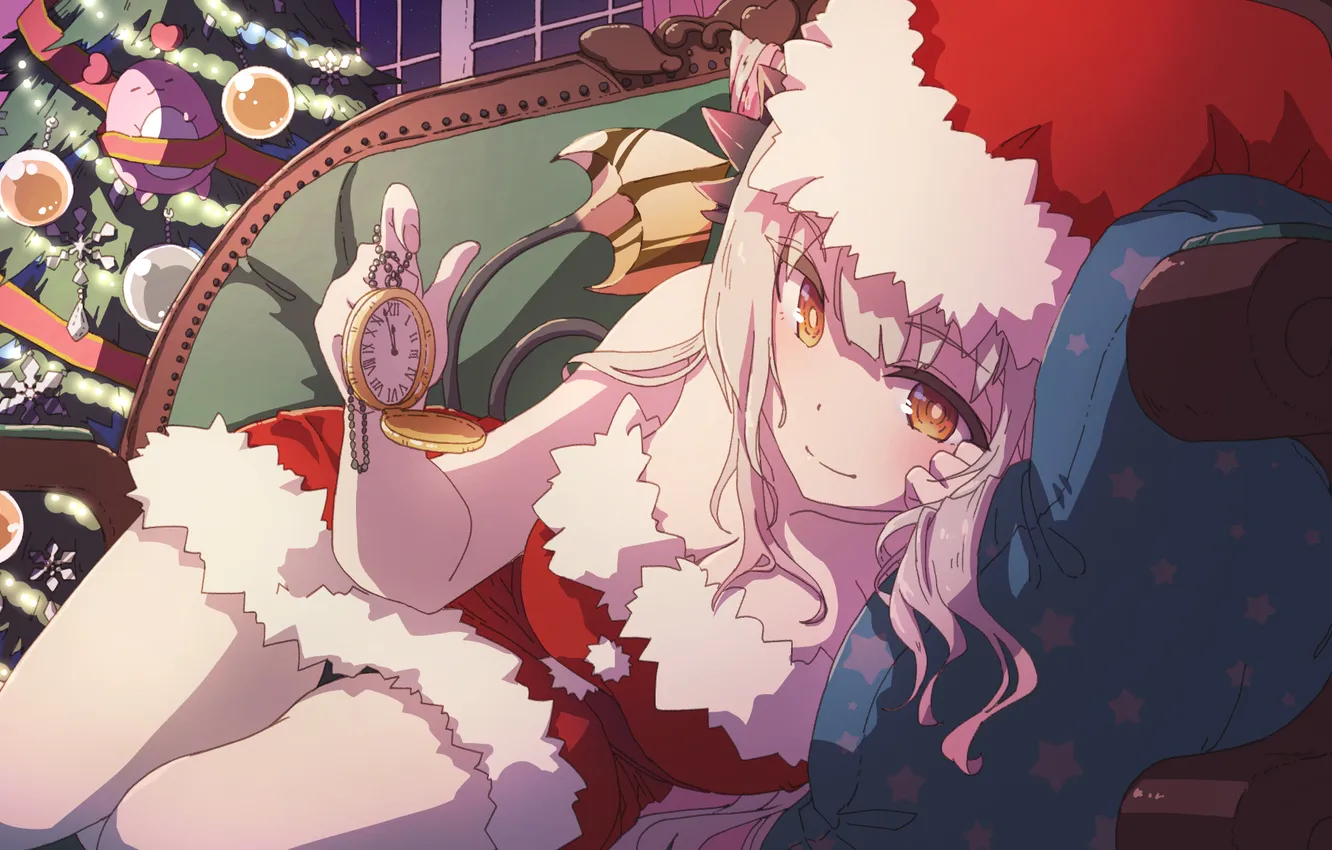 Photo wallpaper girl, watch, new year