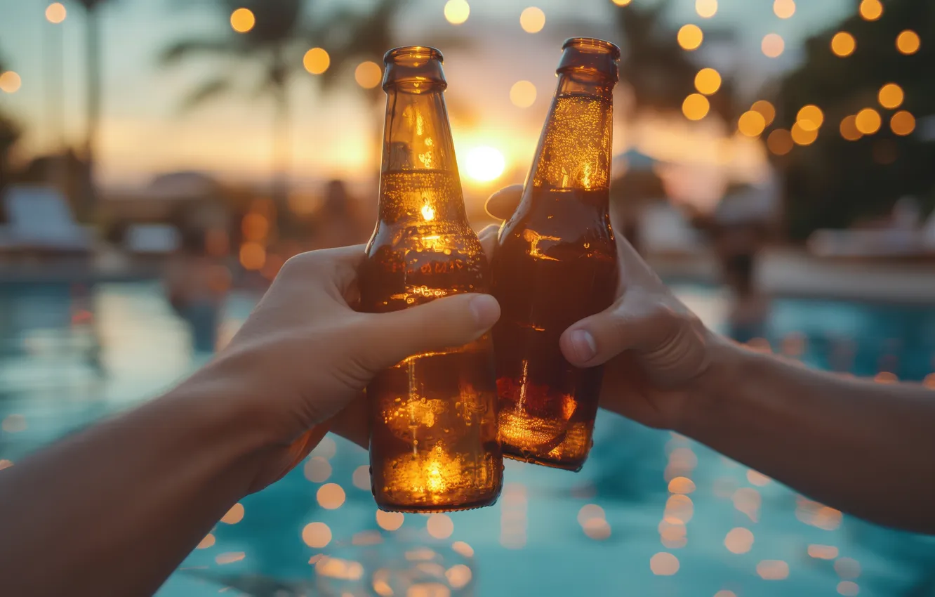 Photo wallpaper beer, friends, celebrate, toasting