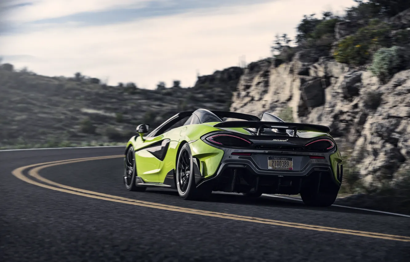 Photo wallpaper McLaren, supercar, Spider, 2019, 600LT, Lime Green