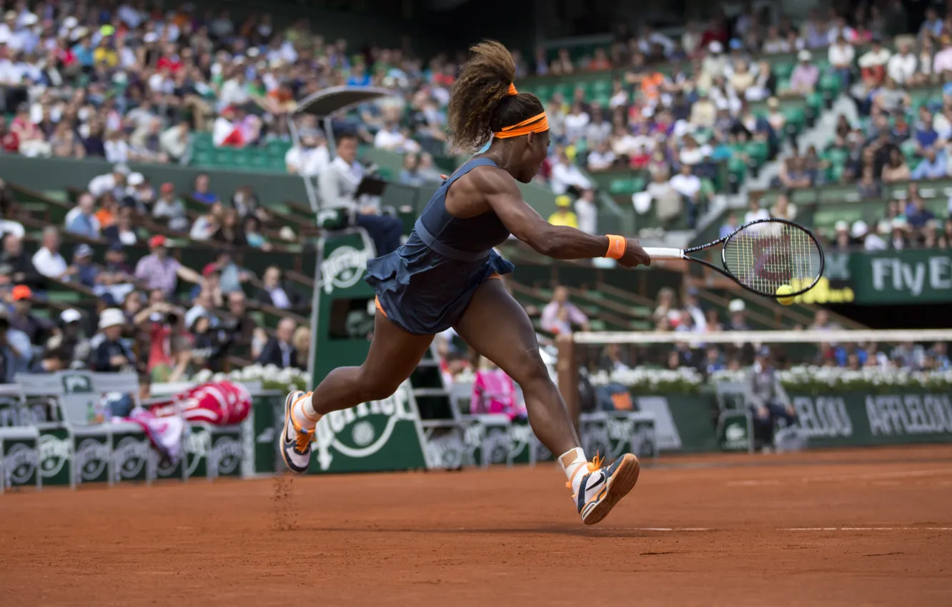 Photo wallpaper USA, Blow, Tennis, Williams, Tennis, Roland Garros, kick. Serena, Roland Garros