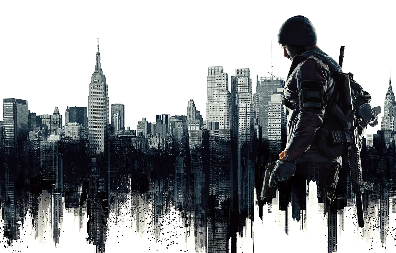 Photo wallpaper the city, weapons, hat, home, mask, fighter, Ubisoft, Agent