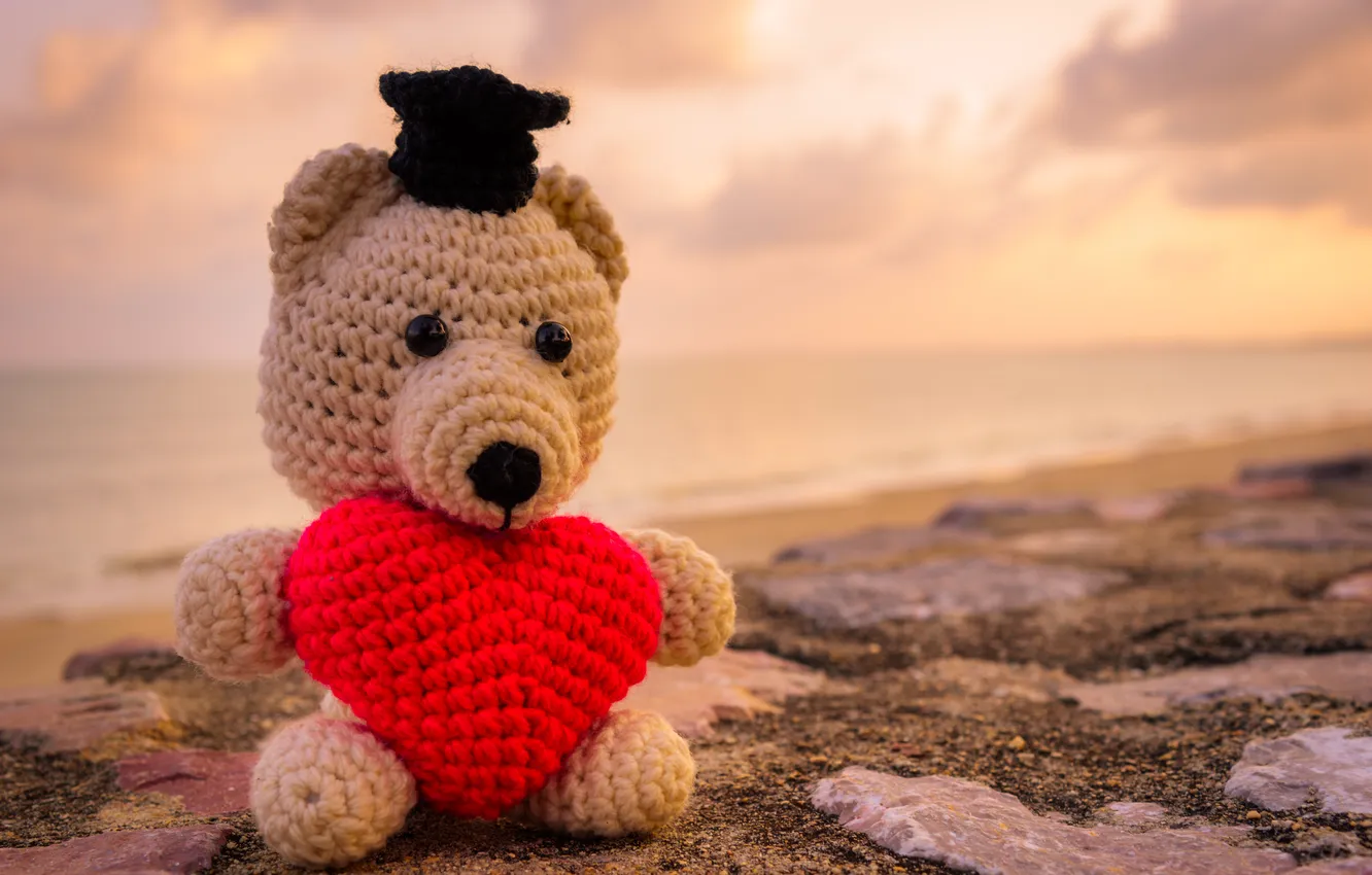 Photo wallpaper love, bear, love, toy, bear, heart, romantic, sweet