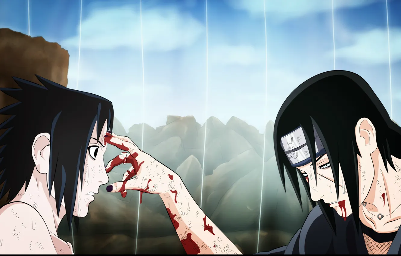 Photo wallpaper horror, brothers, Sasuke, Naruto, the fight, Uchiha Itachi, the end of the road, Naruto shippuuden