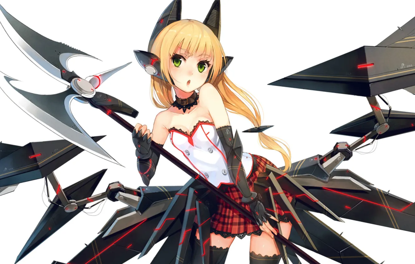 Photo wallpaper girl, weapons, background