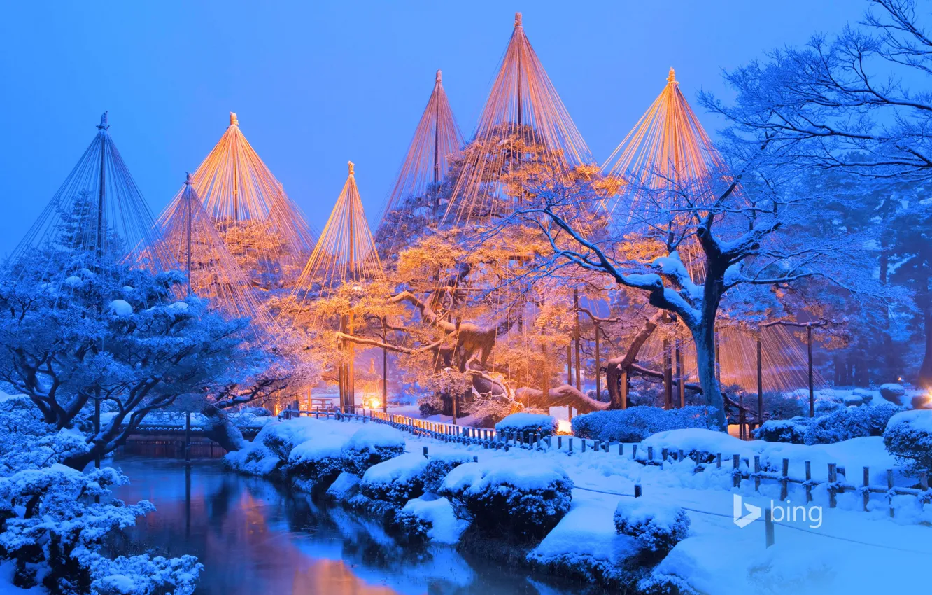 Photo wallpaper winter, snow, Park, Japan, Kenroku-EN, Kanazawa