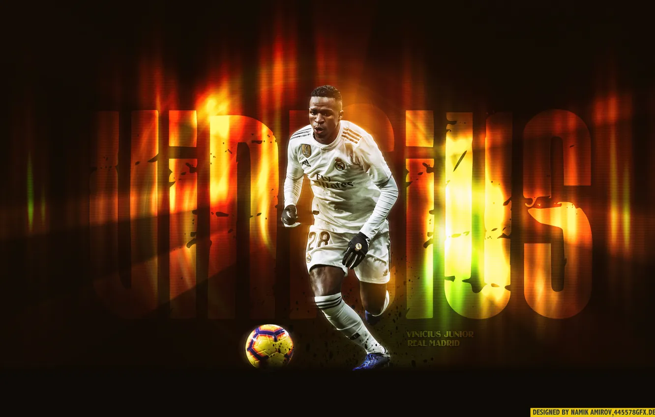 Photo wallpaper football, soccer, Real Madrid, Brazilian, Vinicius Junior, Vini Jr, Vinicius, Come