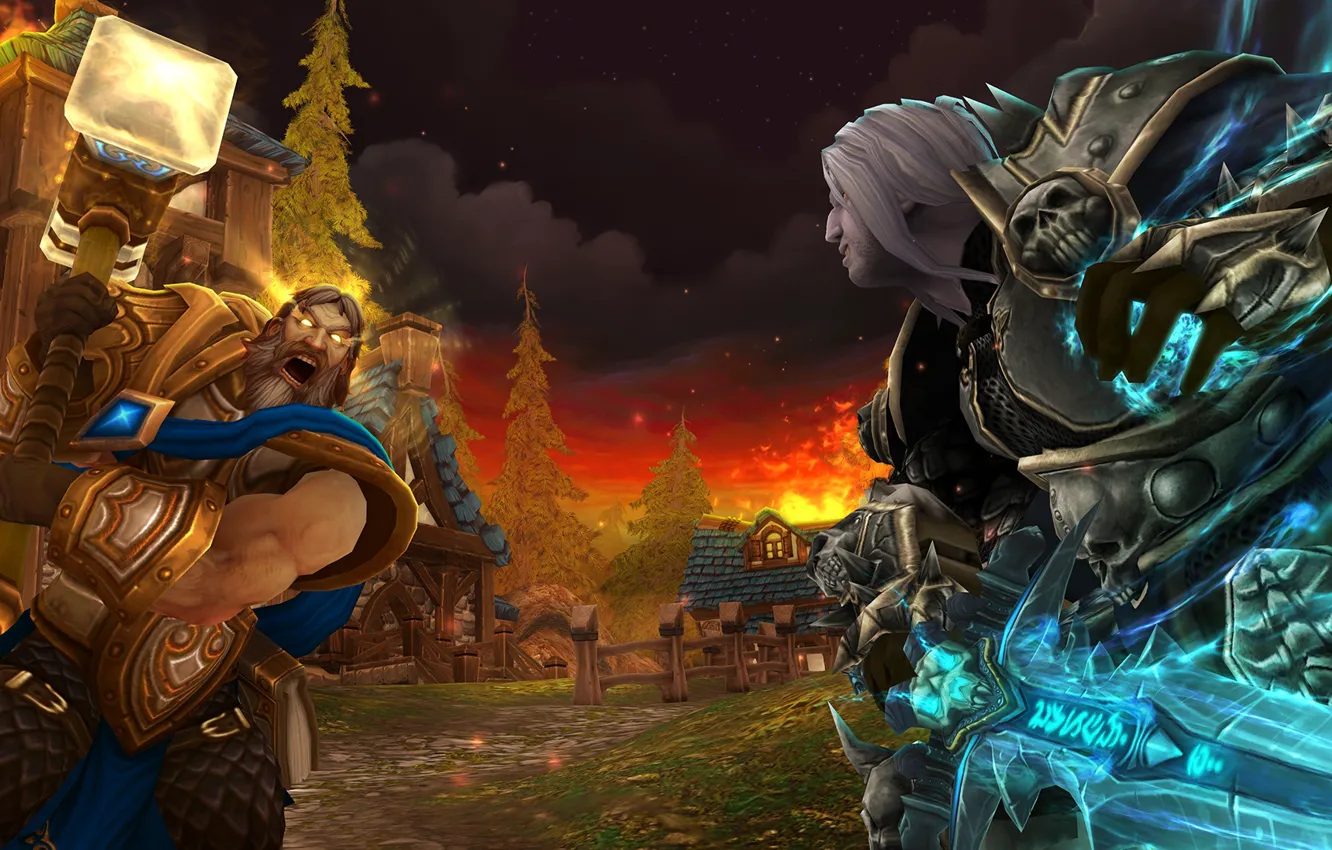 Photo wallpaper lights, weapons, fire, home, sword, battle, warcaft