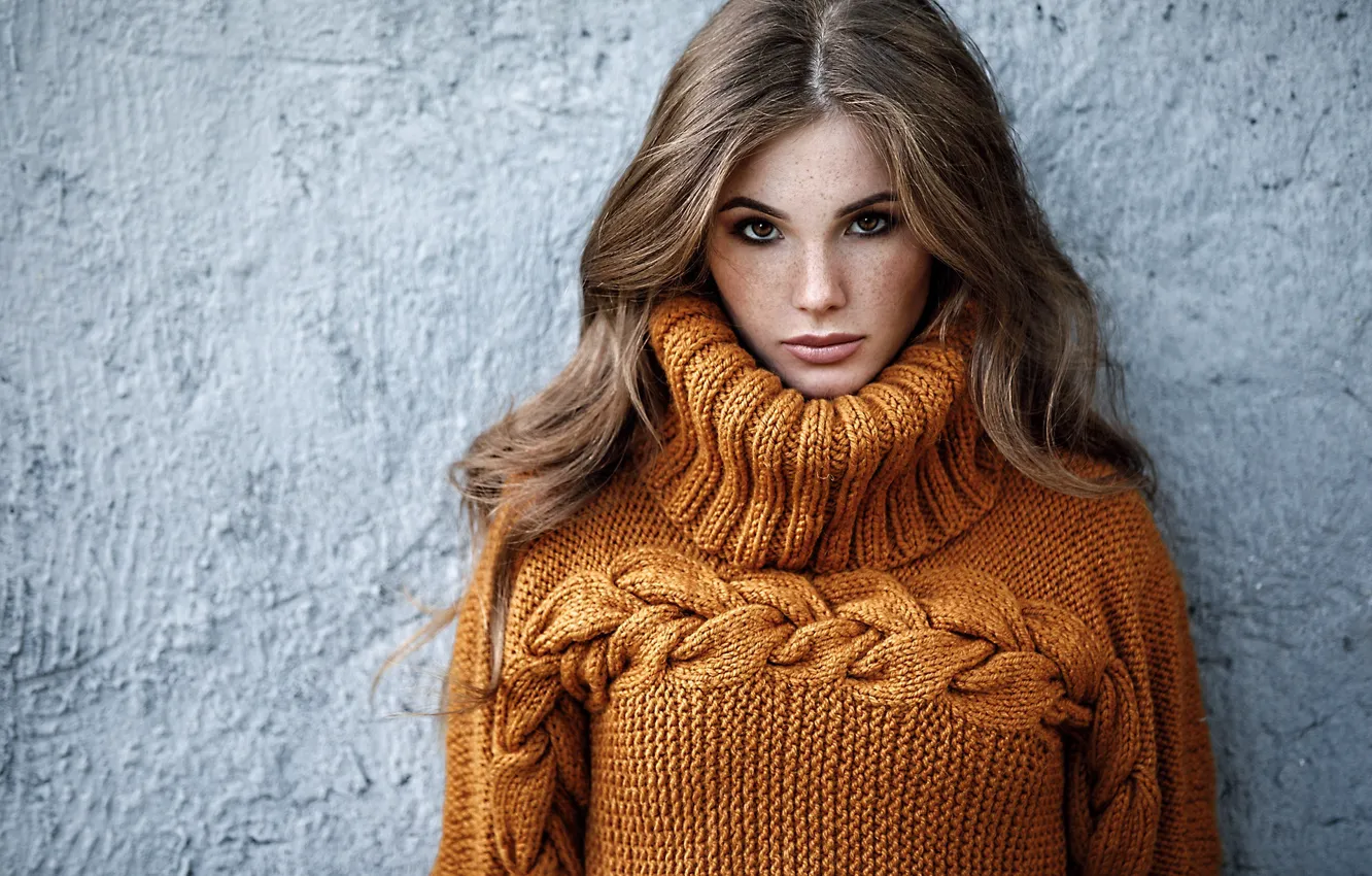 Photo wallpaper look, girl, hairstyle, sweater, Alexey Starski, Anya Fedotova