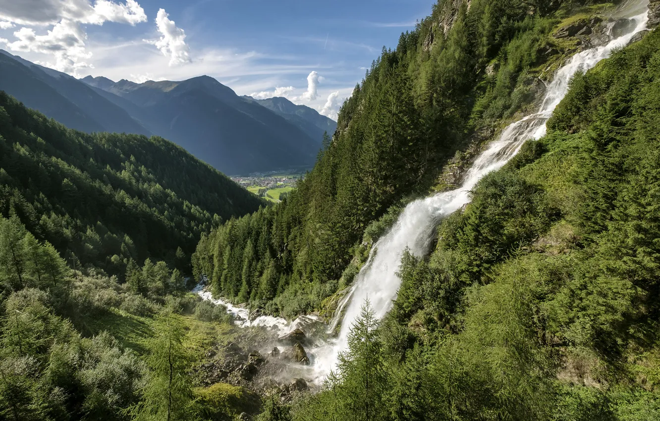 Photo wallpaper mountains, waterfall, Austria, Alps, Stuibenfall
