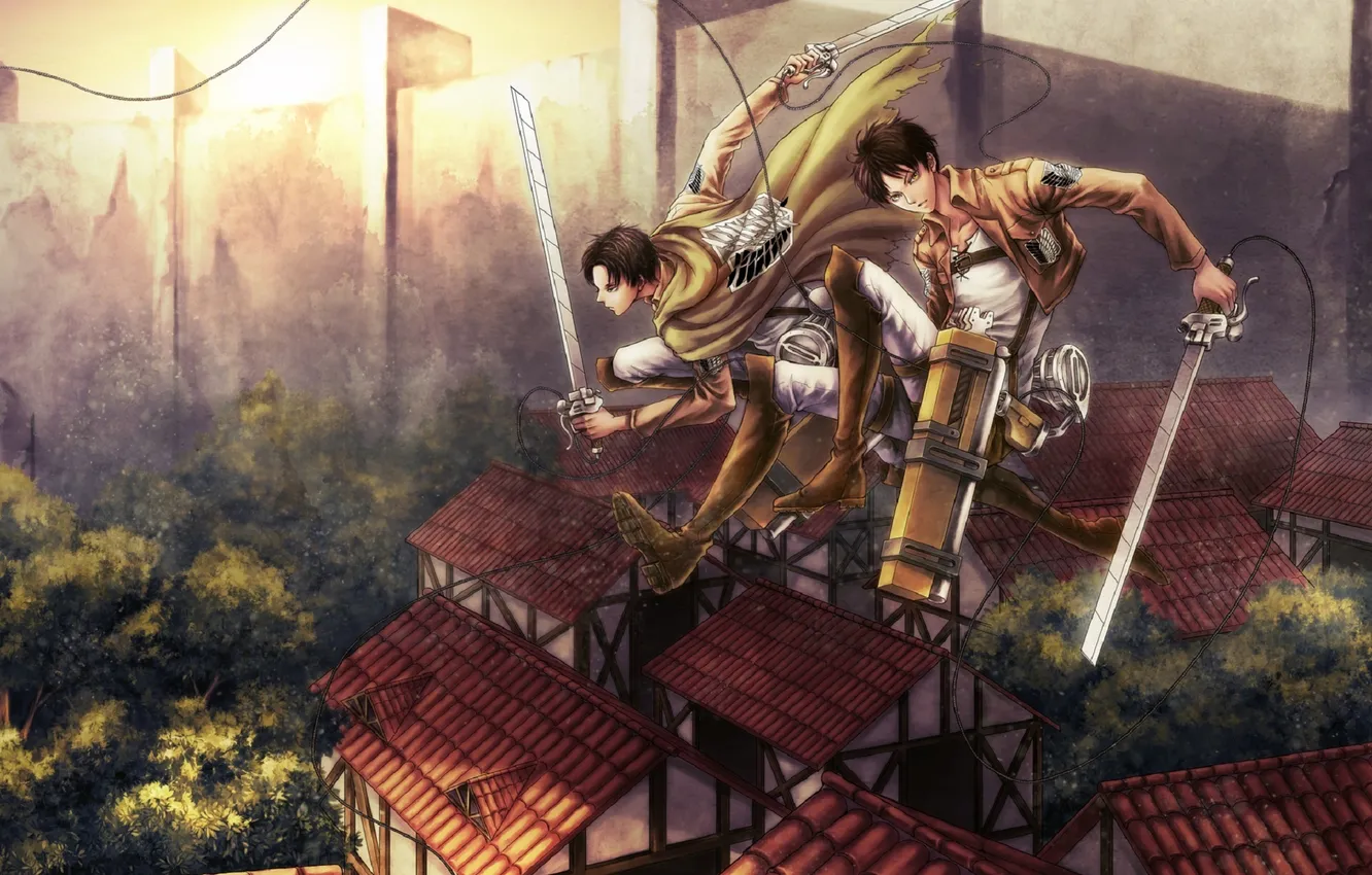 Photo wallpaper look, flight, the city, weapons, wall, guy, the cable, art