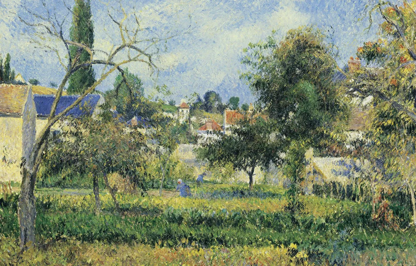 Photo wallpaper landscape, picture, Camille Pissarro, The Garden Of The Abbey Of Maubuisson. PONTOISE