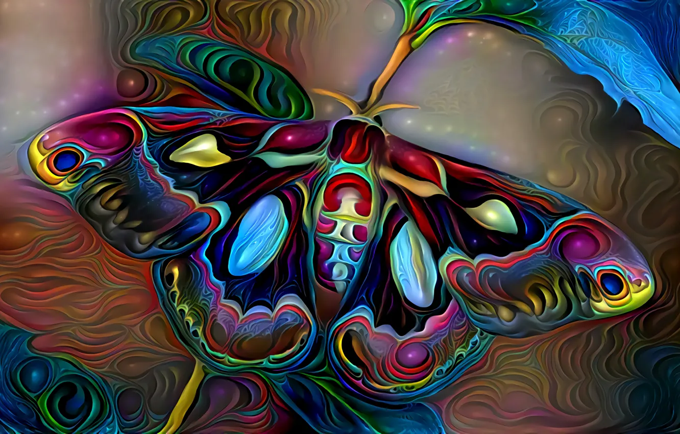 Photo wallpaper butterfly, color, divorce, wings, bright colors, computer design